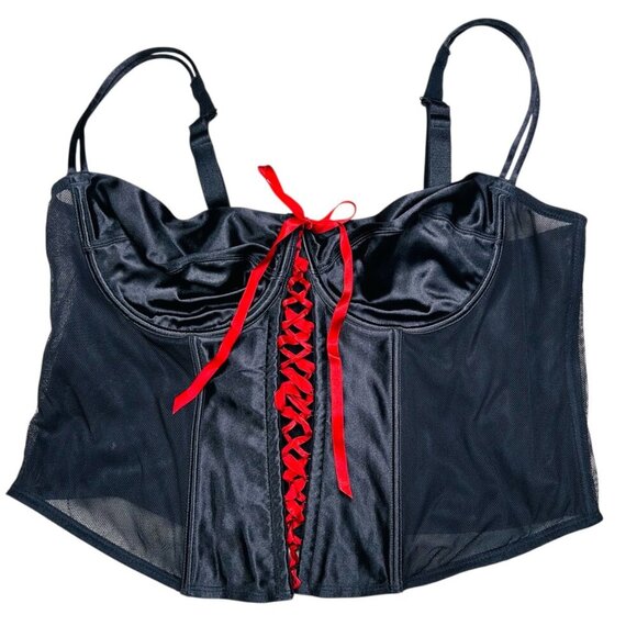 Cacique Other - Cacique 42 Black Corset Bow Coquette Cosplay Intimates